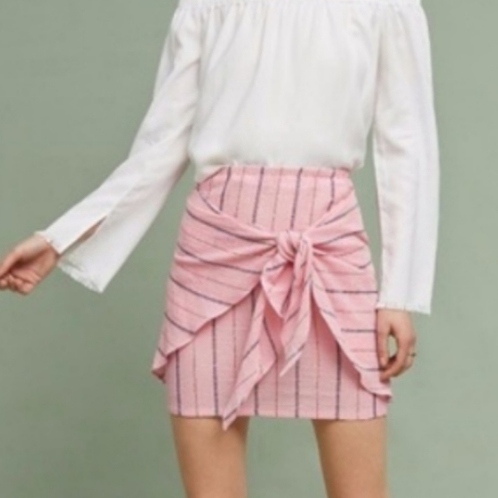 Anthropologie Holding Horses Pink Striped Skirt